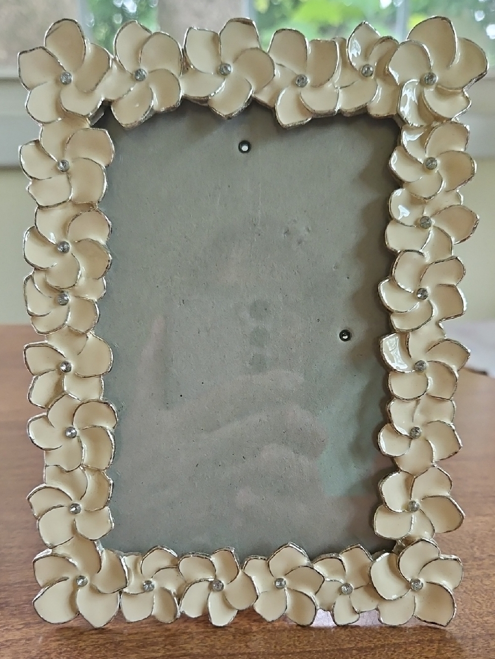 Expressions Cream Floral Frame with Silver Accents